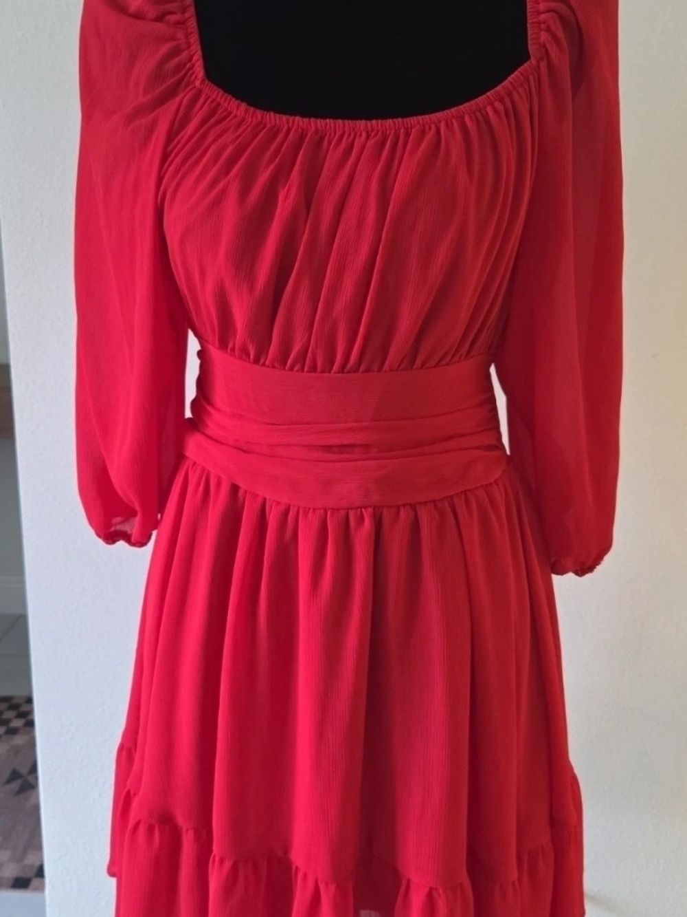 Women's Red Open-Back Tie Detail Mini Dress - Picture 2 of 5